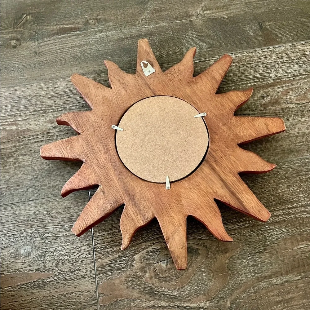Sunburst Wooden Wall Mirror - Red and Brown
